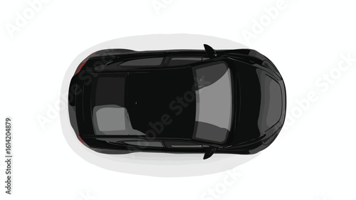 Sleek Black Car Overhead View