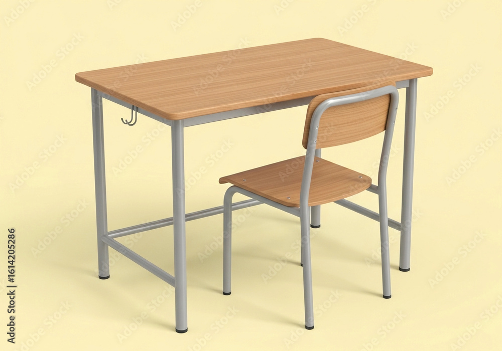 Fototapeta premium Classroom, Minimalist Student Desk: Functional and Modern Design.