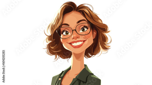 Cheerful cartoon adult woman portrait