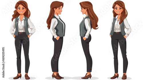 Professional woman smiling in wide-angle view