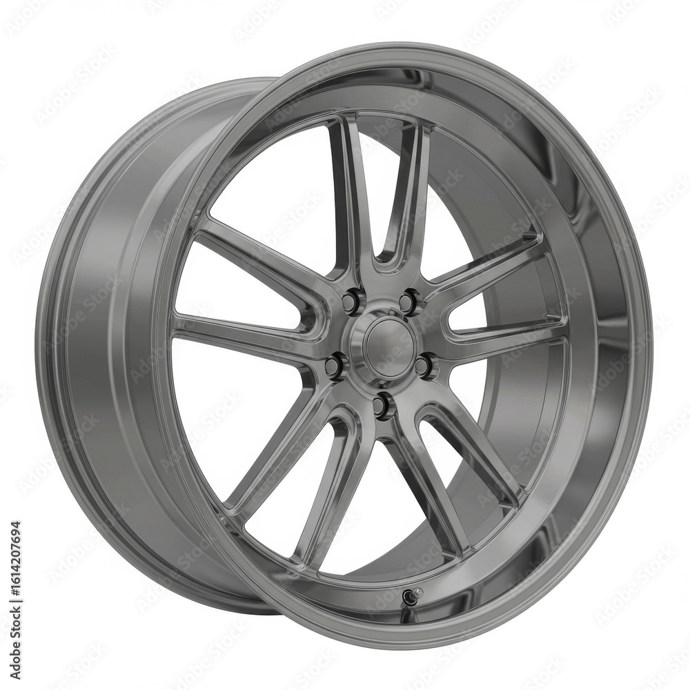 Fototapeta premium Grey Multispoke Alloy Wheel with Chrome Accents