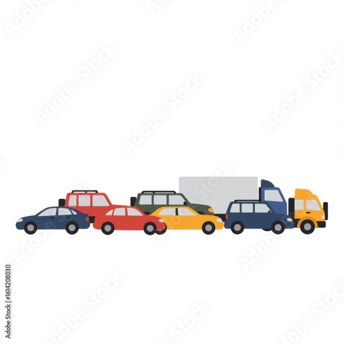 Colorful Vehicles in Traffic Jam