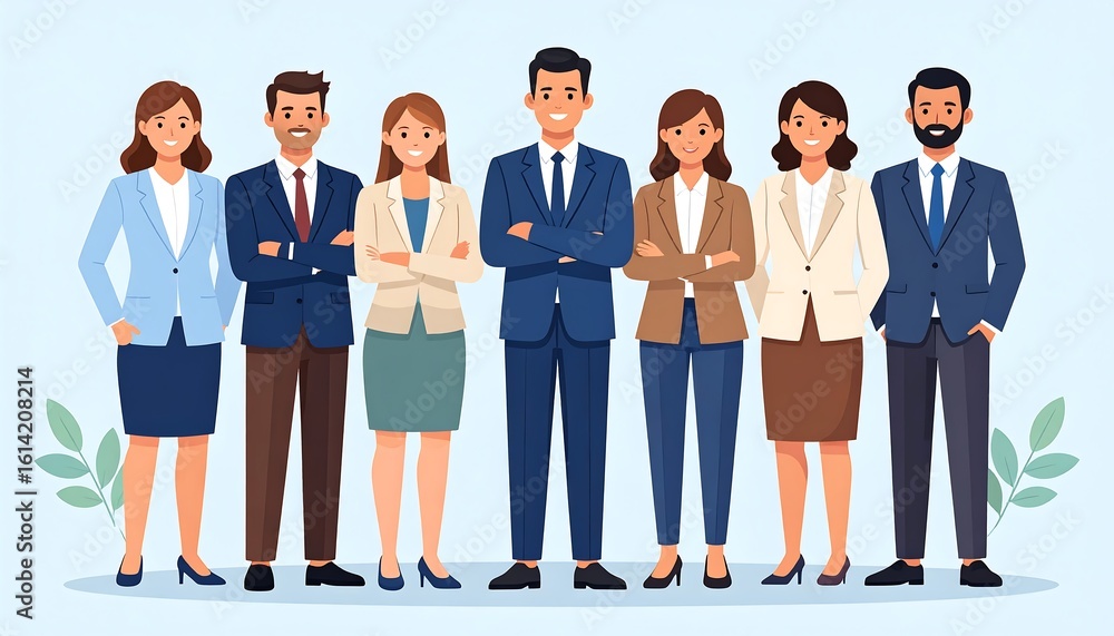 Obraz premium Diverse group of professional business people standing together with arms crossed showcasing teamwork and unity