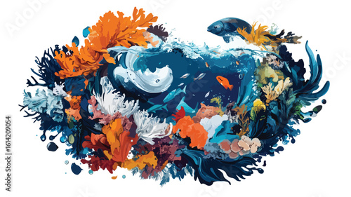 Underwater Collage Design Element Set