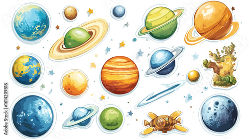 Solar System Sticker Wide Angle Composition