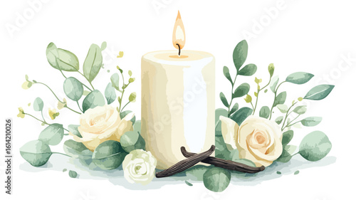 Spa Still Life Candles Flowers Creamy