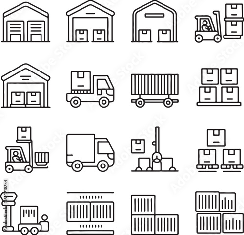 Logistics and Transportation Icons Set