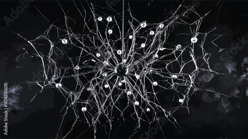 Elegant Spider Web Illustration on Black Background