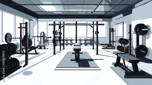 Professional weightlifting gym equipment on white background