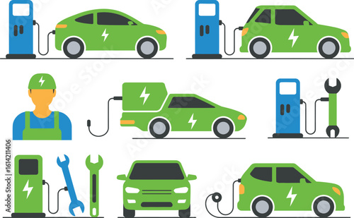 Modern electric car silhouette design isolated on white background