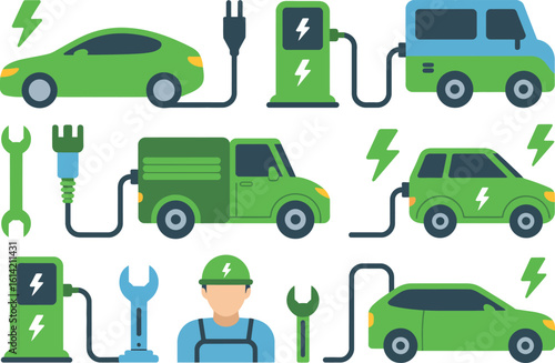 Modern electric car silhouette design for automotive industry and technology concepts isolated on white background