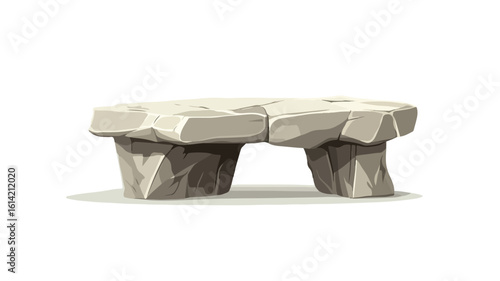 Paleontological Stone Furniture on White Background