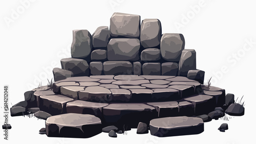 Stone podium element set on transparent background