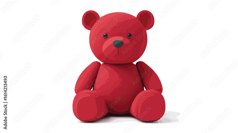 Obraz premium Red Teddy Bear Illustration Toy Centered
