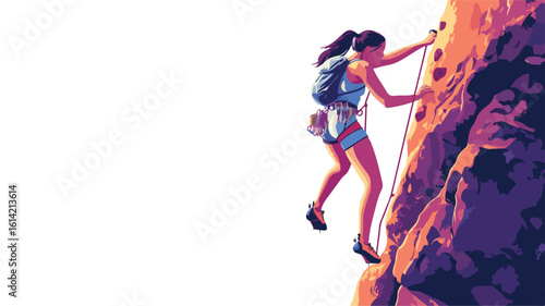 Teenage Girl Climbing in Outdoor Adventure