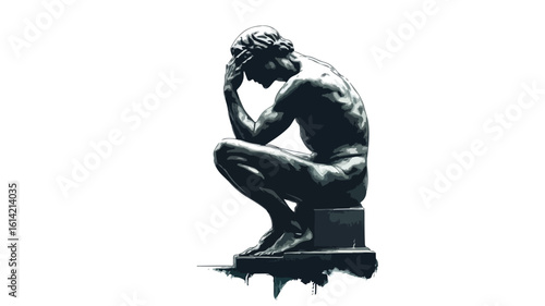 Contemplative Thinker Statue Art Sculpture Background