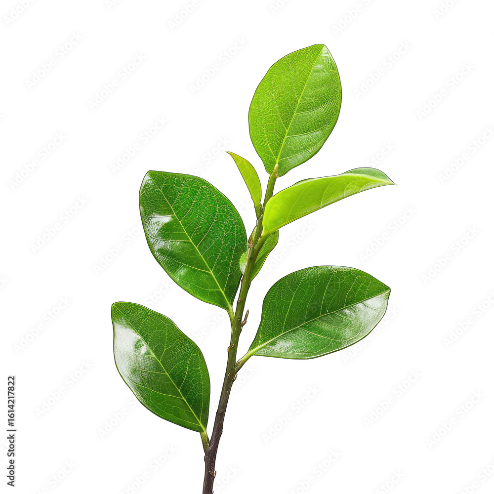 Fototapeta premium Close-up of vibrant green leaves on a stem