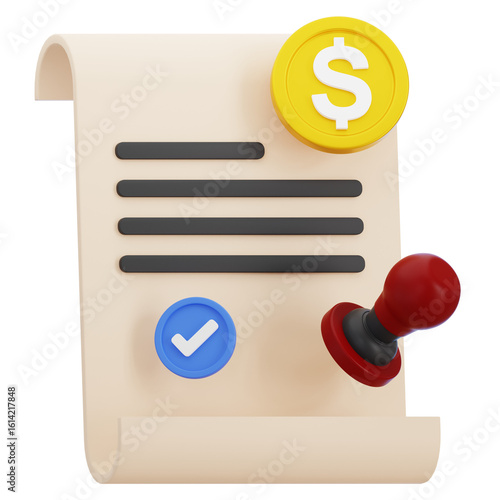 3d of contract approval with money