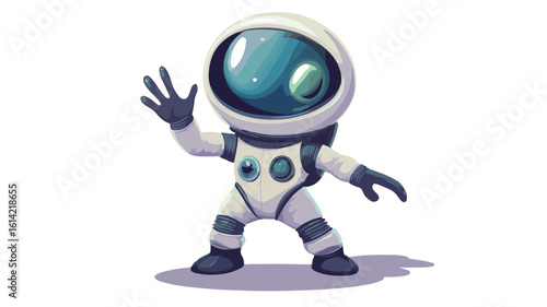 Friendly Alien Astronaut Waving in Space