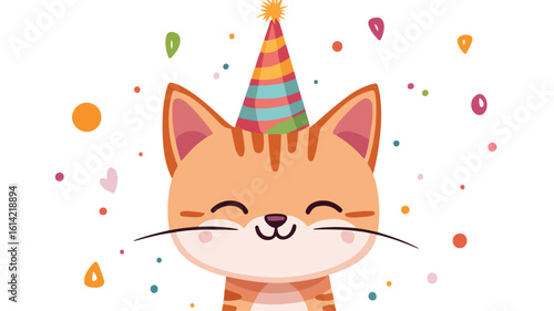 Adorable cat head birthday card design