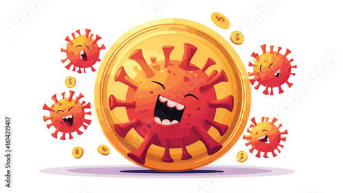 Coronavirus characters eating illustration