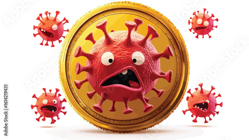 Coronavirus Characters Eating Vector Illustration