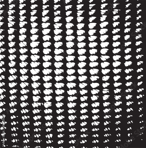 Abstract black and white background featuring textured pattern of organic brush strokes repeated