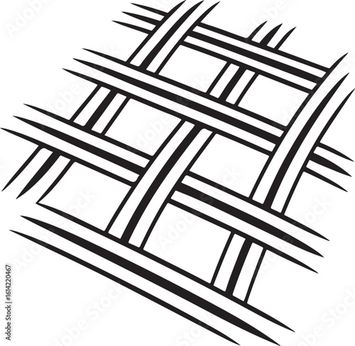 Abstract vector illustration of a woven texture pattern in black and white design