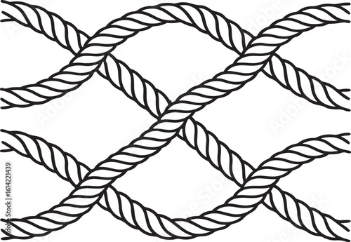 Seamless black and white rope pattern texture suitable for nautical and maritime designs