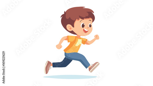 Charming Vintage Boy Running Child Illustration