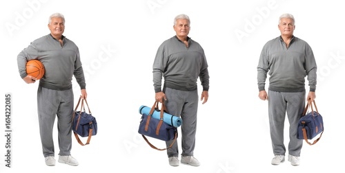 Set of elderly man with spo...