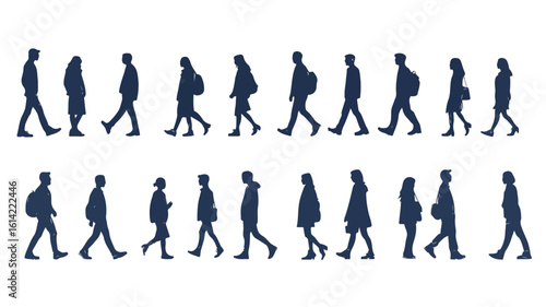 Walking People Cut Out Elements Set