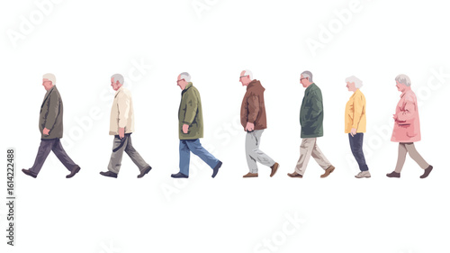 Senior People Walking Cut Out Elements