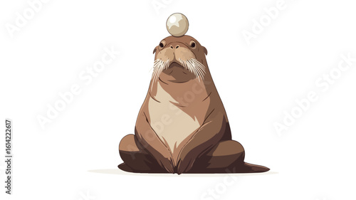 Walrus Balancing Ball Cartoon Image