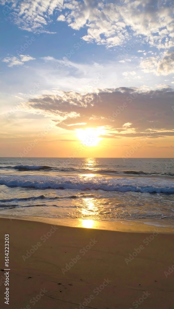 Fototapeta premium Golden sunset over the beach (1)