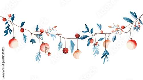 Winter Watercolor Garland Element Set