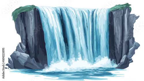 Wide Angle Waterfall Effect Transparent Background