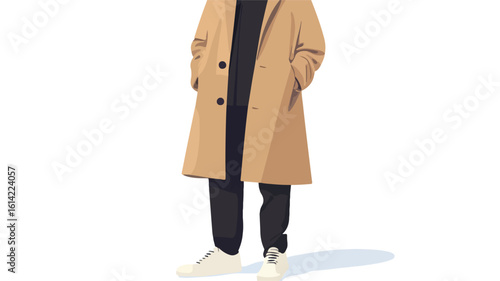 Minimal Beige Oversize Wool Coat Apparel
