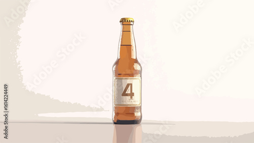 Refreshing beer bottle on white background