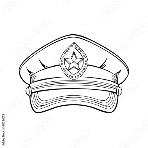 Graphic Black and White Illustration of a Military Style Service Cap