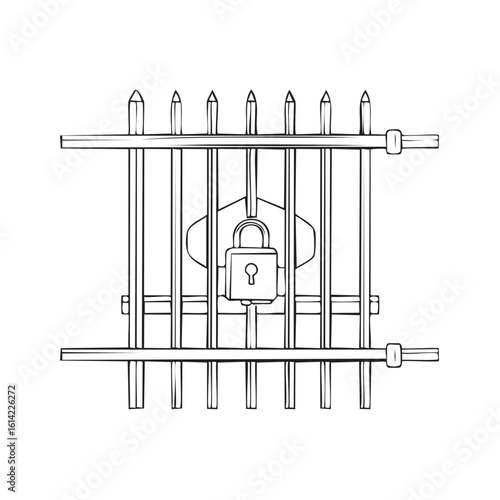 Iron Jail Bars with Padlock Secured Locked Security Protection