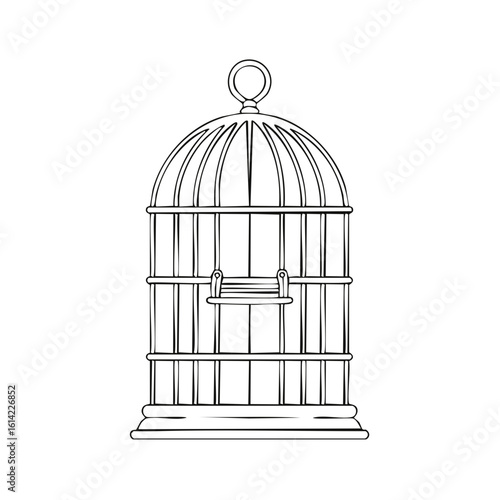 Elegant Birdcage Line Art Illustration Minimalist Decorative Object