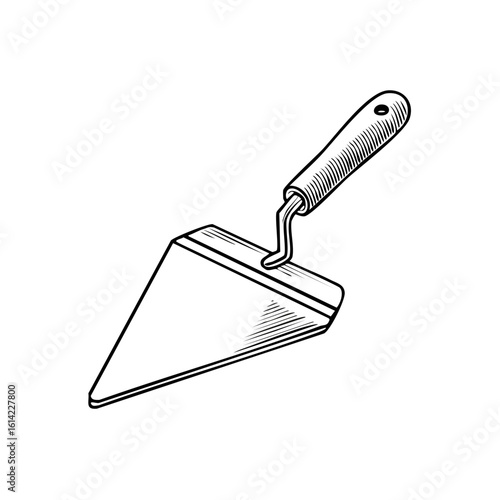 Hand-Drawn Illustration of a Pie Server with Wood Handle for Baking and Kitchen Utensil Designs