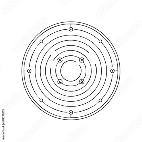 Stylized Solar System Design Orbiting Planetary Bodies Astronomy Exploration