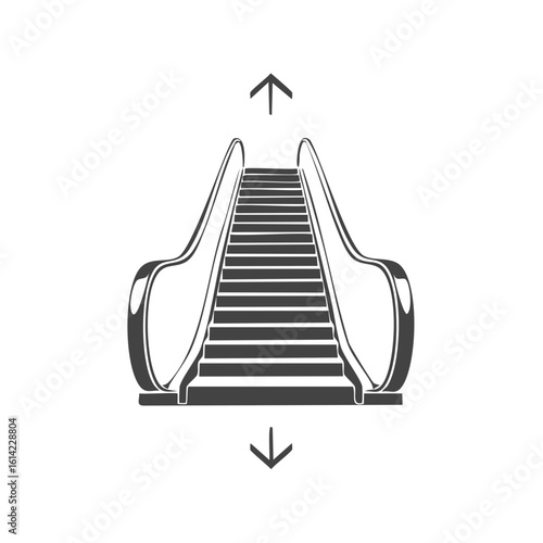 Stylized Escalator with Up and Down Arrows
