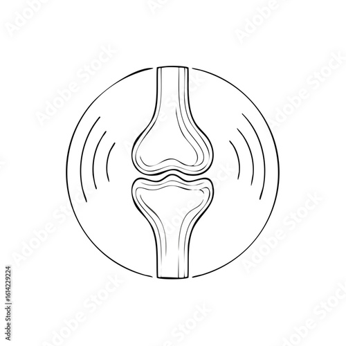Human skeletal joint outline illustration depicting pain or inflammation medical healthcare symptom
