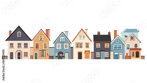 Winter Town Illustration Village Building Border