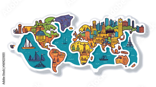 Global sticker wide angle centered composition