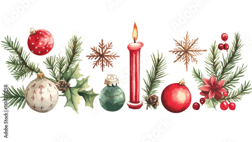 Festive Holiday Watercolor Clipart Decoration