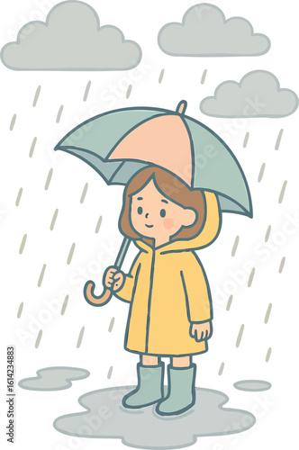 소녀,우산,비,노랑,민트,꼬마,남자아이,재미,날씨,미소,사람,분홍,만화,비옷,행복,어린시절,baby,어린이,여자아이,장마,장마철,우비